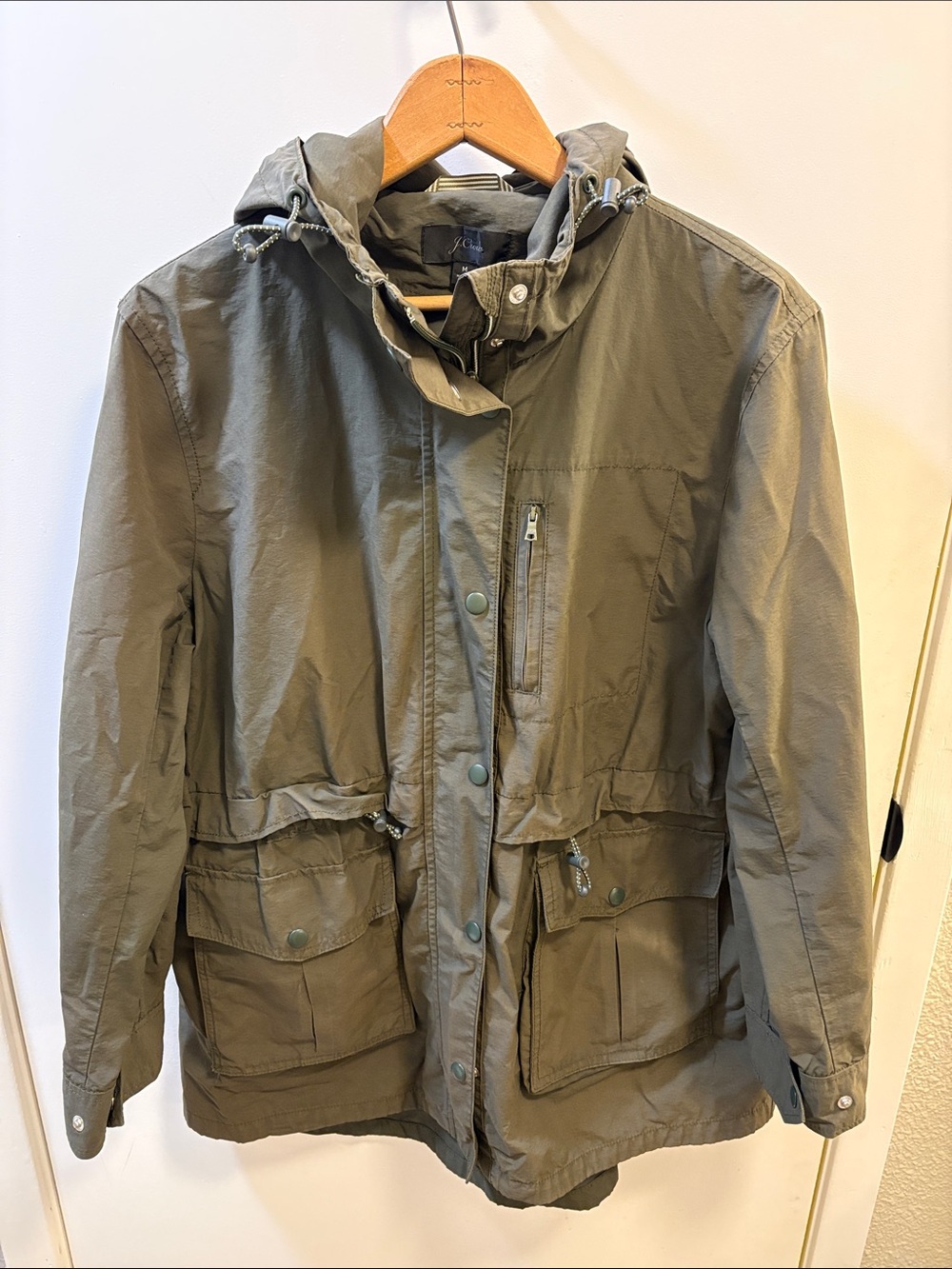 Women’s J Crew Hooded Field Jacket - Olive Green
